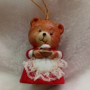 Charming Bear Holiday Ornament - Red and Brown